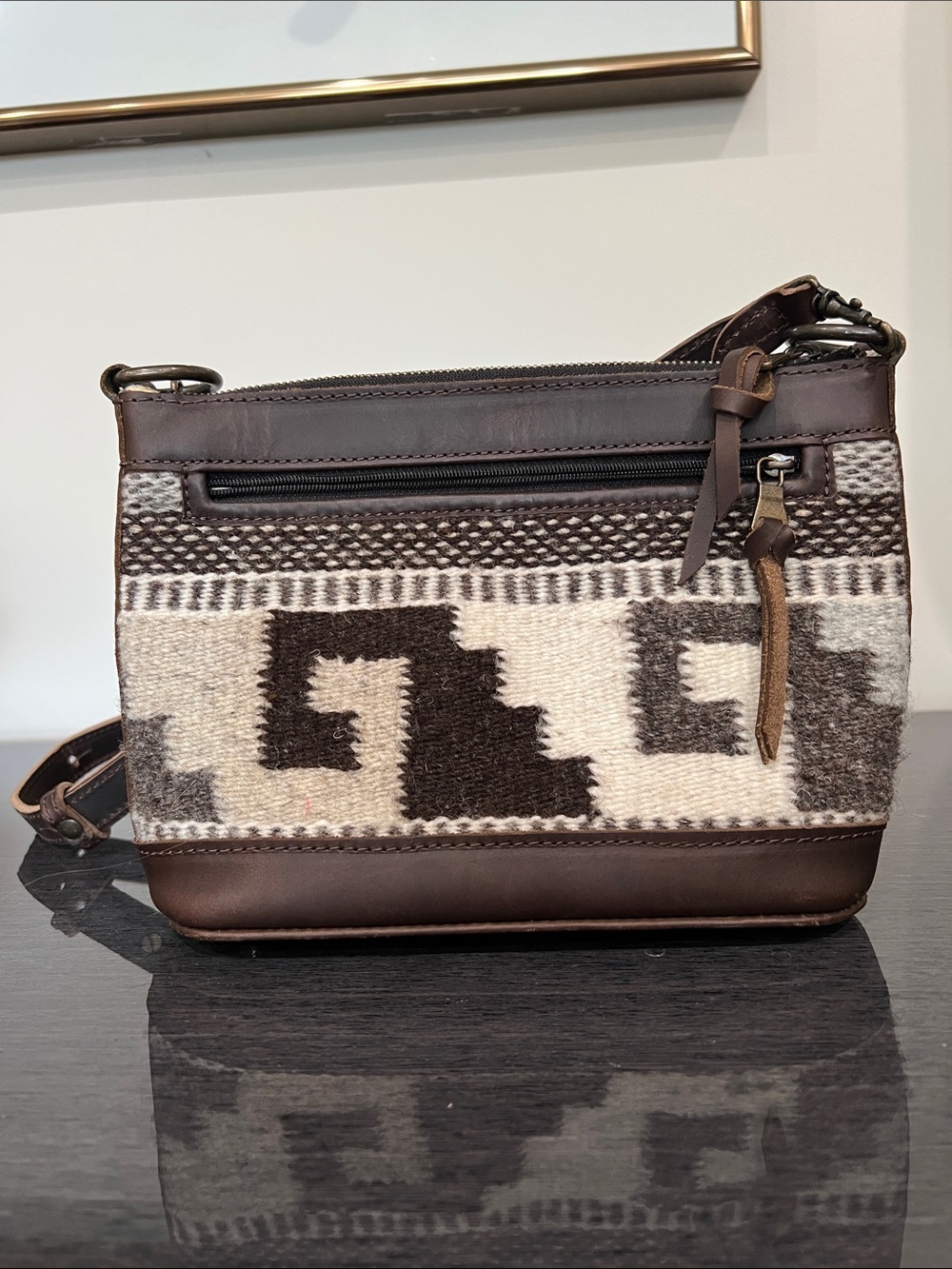 Nena & Co Leather & Wool  Southwestern Pattern Crossbody - Picture 7 of 16